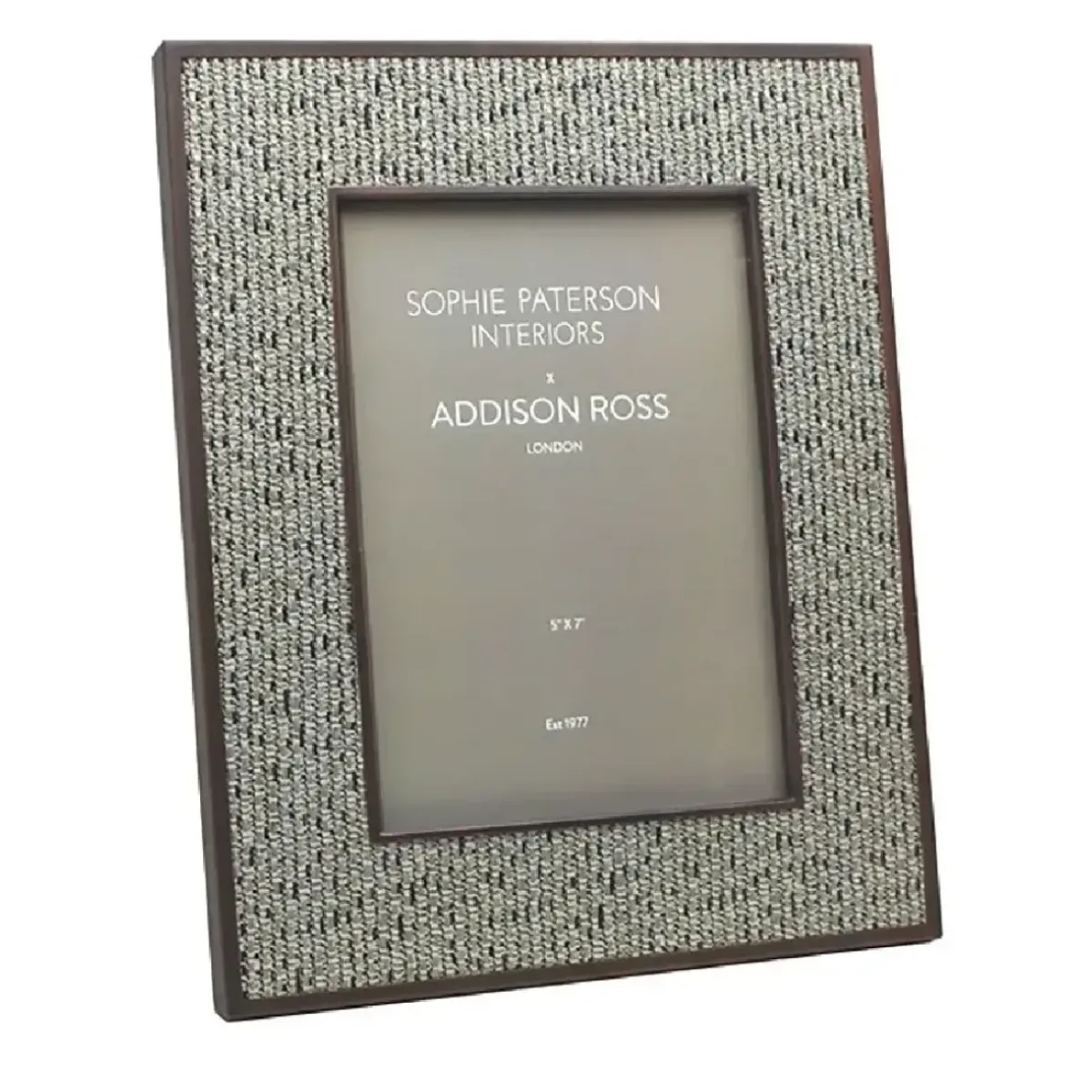 Josephs Jewelers Home Décor>Addison Ross – Gray Tweed Rattan 5×7 Frame