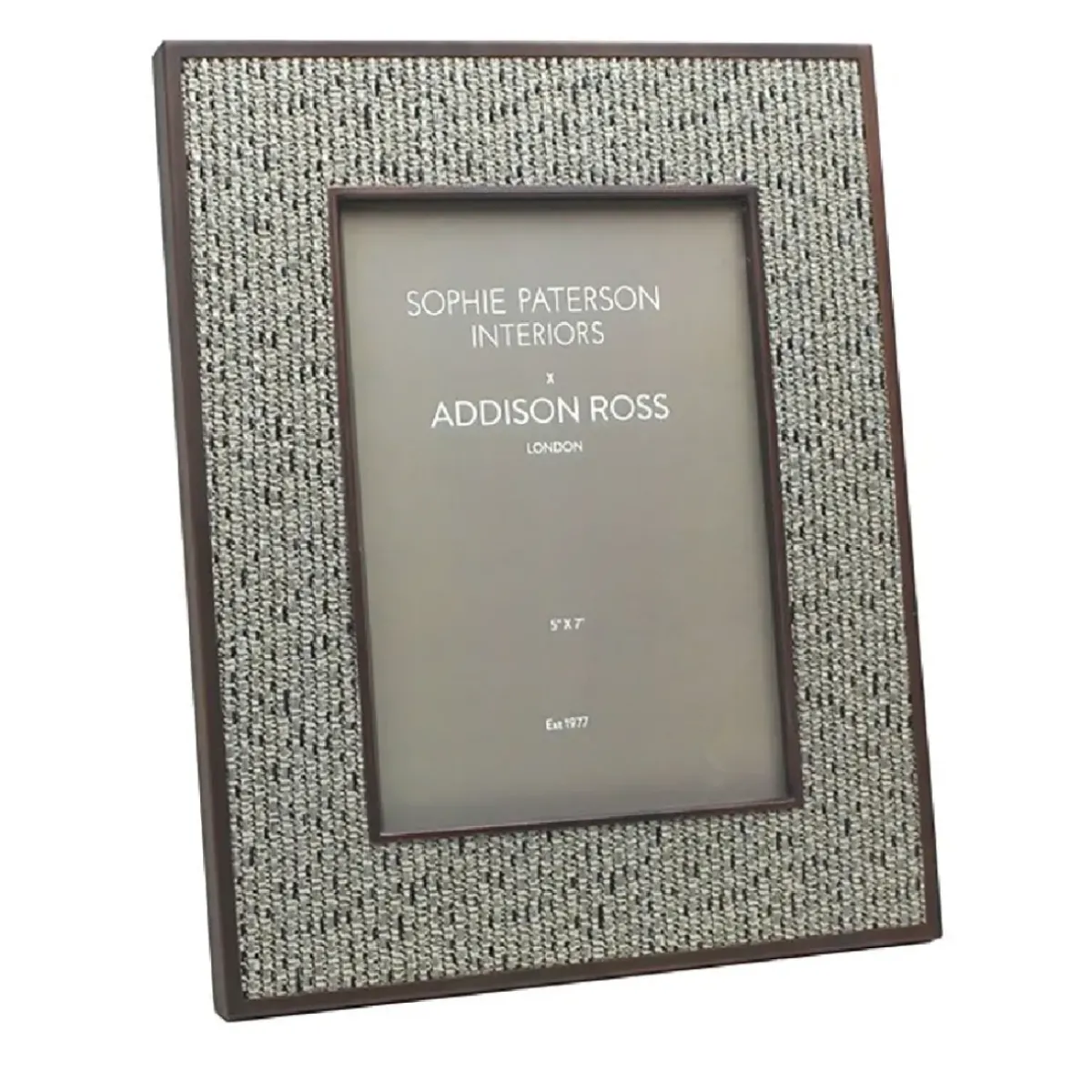 Josephs Jewelers Home Décor>Addison Ross – Gray Tweed Rattan 5×7 Frame
