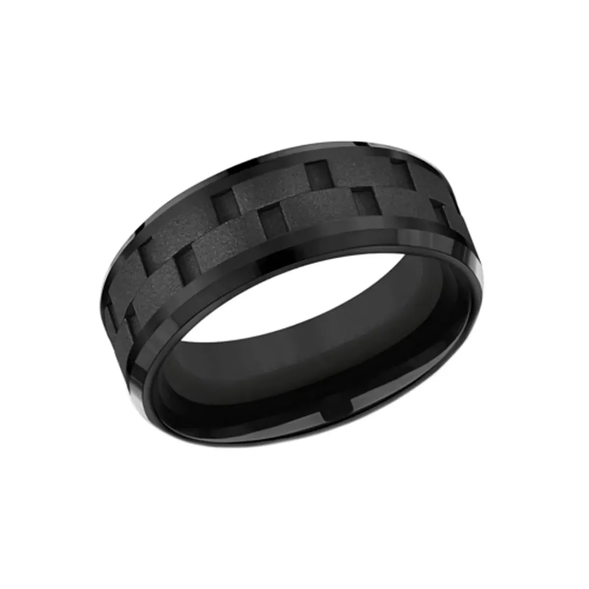 Josephs Jewelers Wedding Bands For Men>Black Titanium and Cobalt “Link” Wedding Band