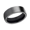 Josephs Jewelers Wedding Bands For Men>Black Titanium Silver Rope Edge Wedding Band