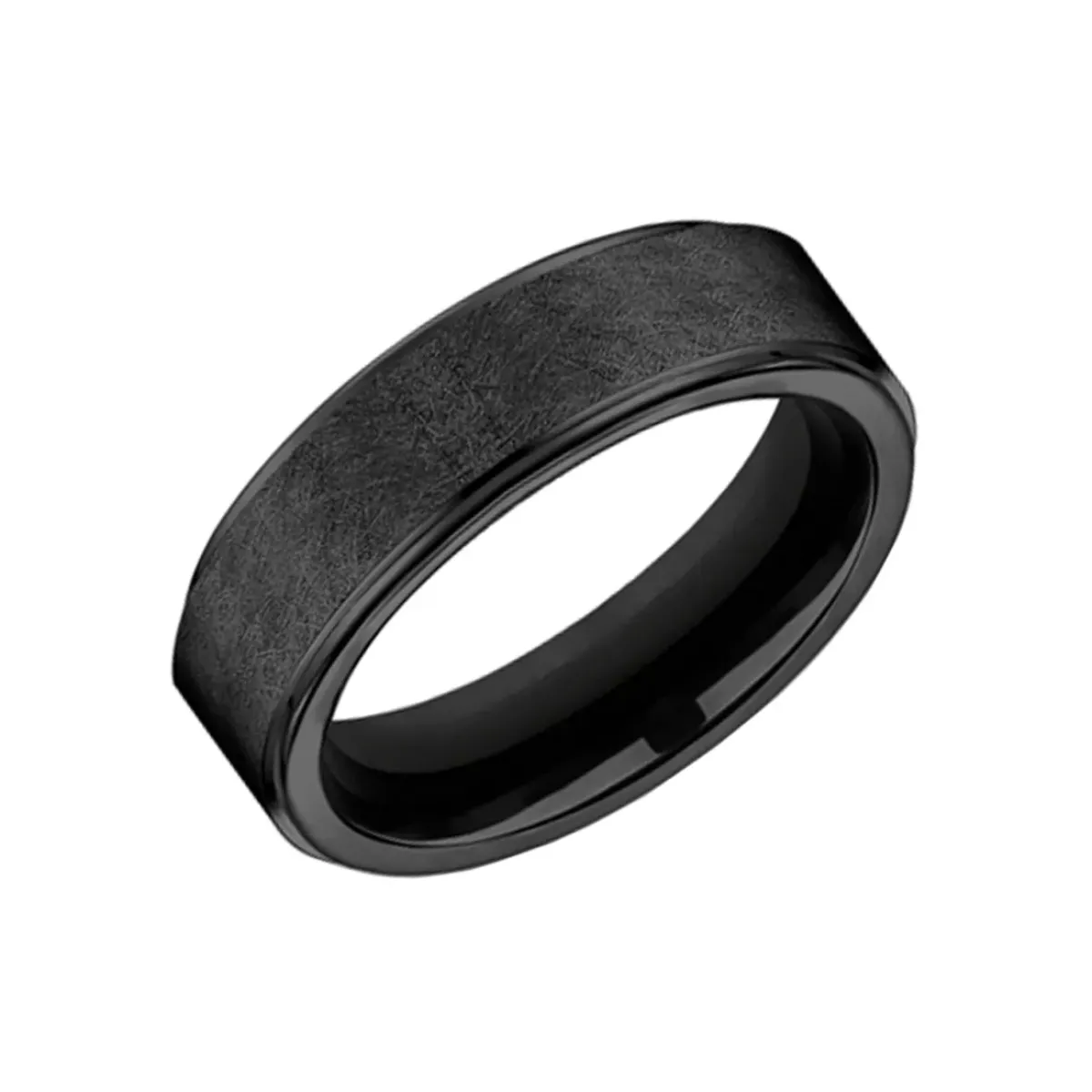 Josephs Jewelers Wedding Bands For Men>Black Titanium “Wave” Textured Band
