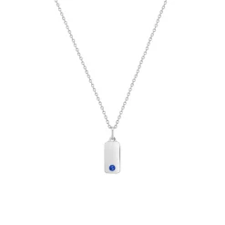 Josephs Jewelers Necklaces And Pendants>Children’s Sterling Silver Blue Cubic Zirconia Bar Pendant with Chain