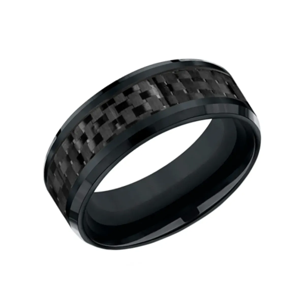 Josephs Jewelers Wedding Bands For Men>Cobalt and Black Carbon Fiber 8mm Wedding Band