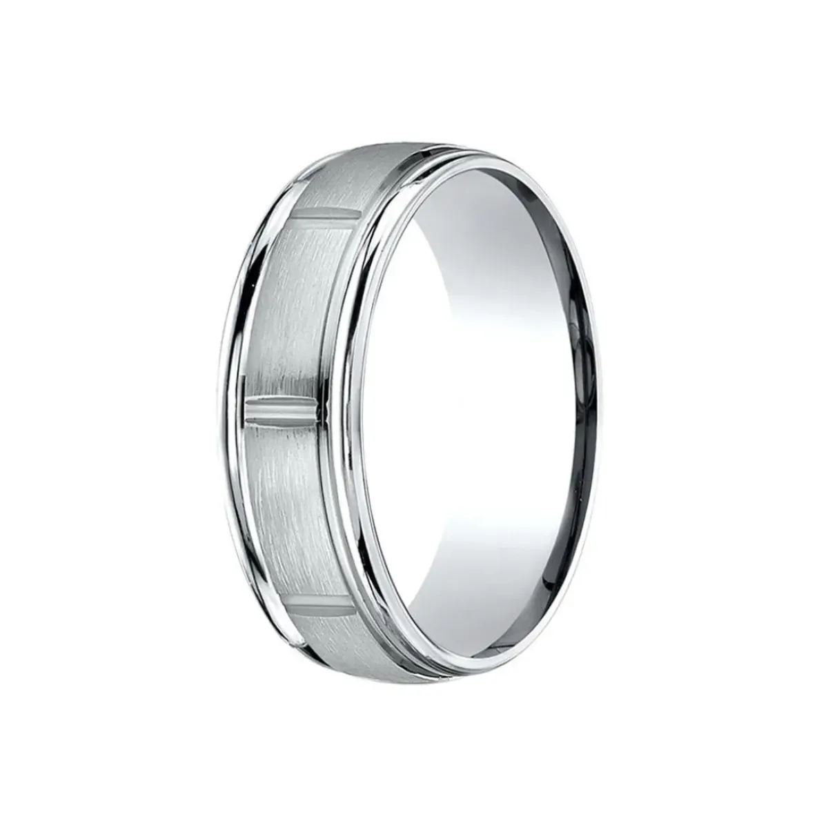 Josephs Jewelers Wedding Bands For Men>Cobalt Chrome 7mm Brushed and Polished Finish Wedding Band
