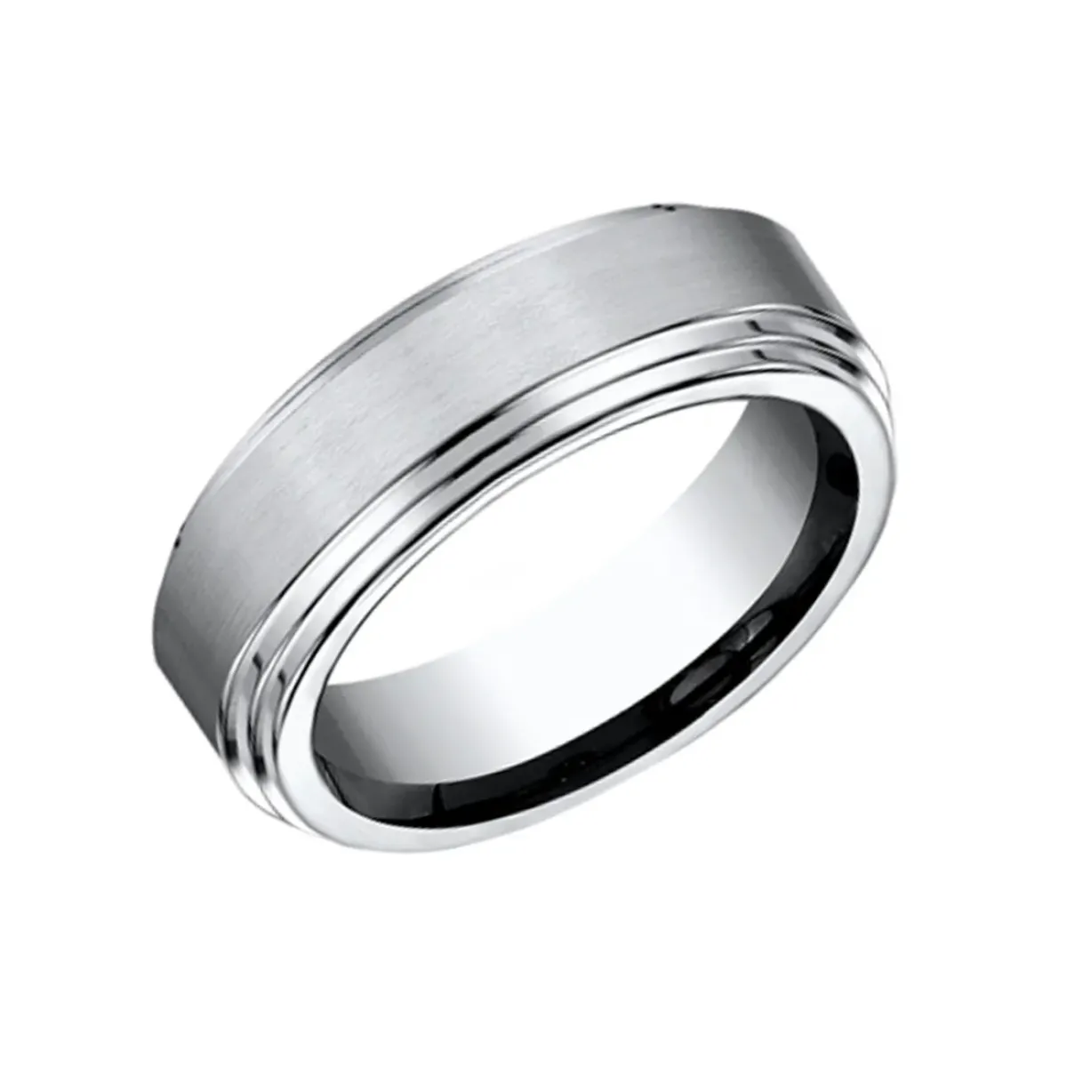 Josephs Jewelers Wedding Bands For Men>Cobalt Chrome 8mm Satin and Polished Finish Wedding Band
