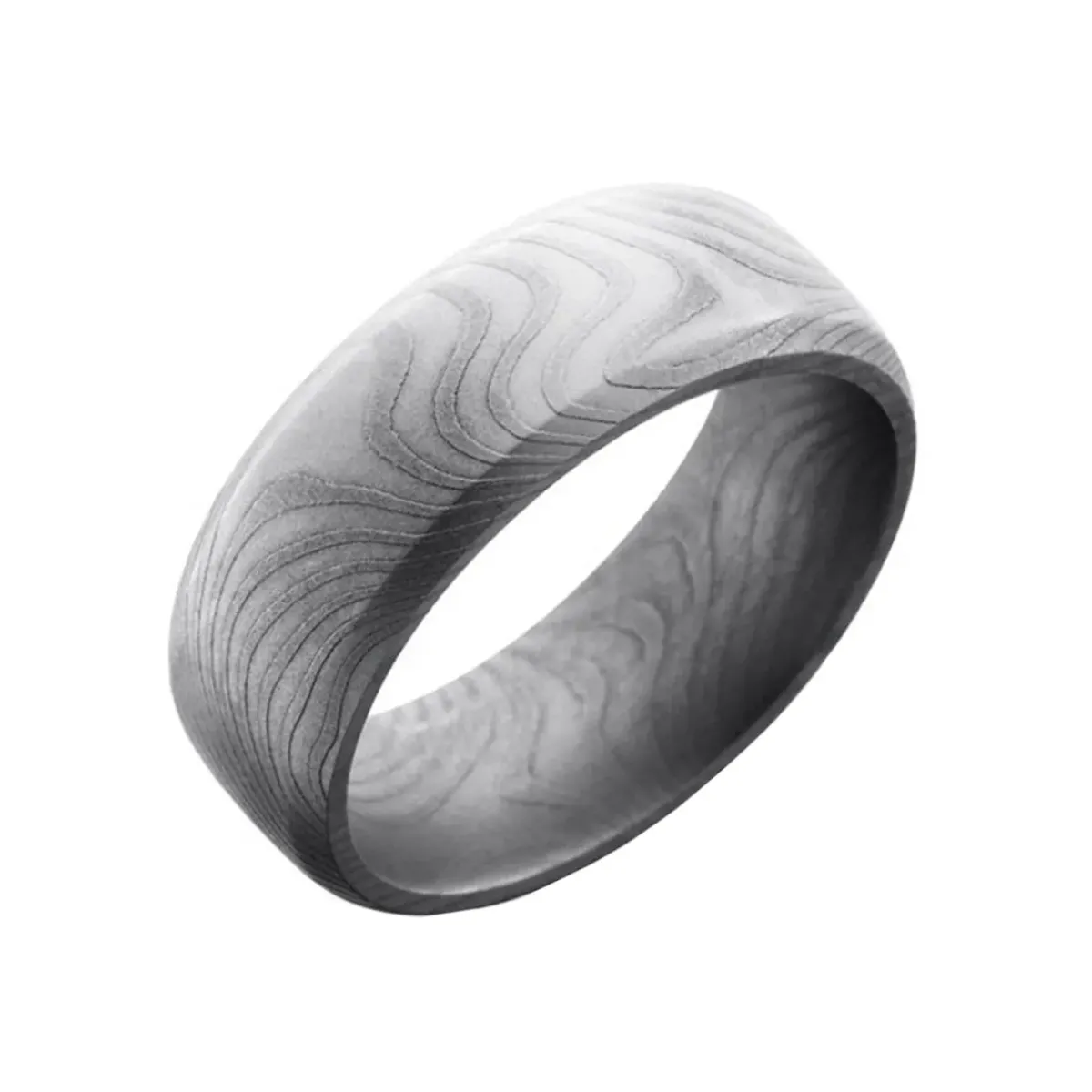 Josephs Jewelers Wedding Bands For Men>Damascus Steel Domed Wedding Band