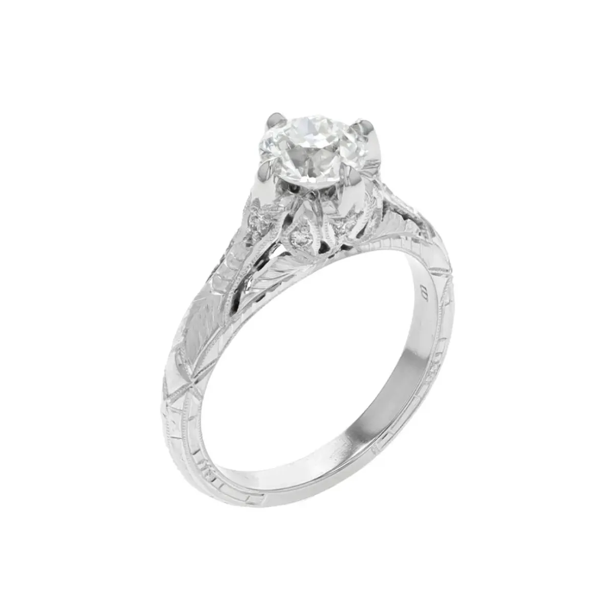 Josephs Jewelers Estate>Estate Platinum Old European Diamond Engagement Ring