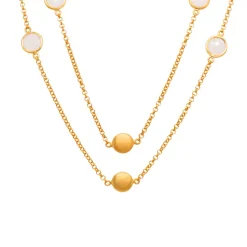 Josephs Jewelers Necklaces And Pendants>Gold Plated Sterling Silver Rainbow Moonstone Station Necklace