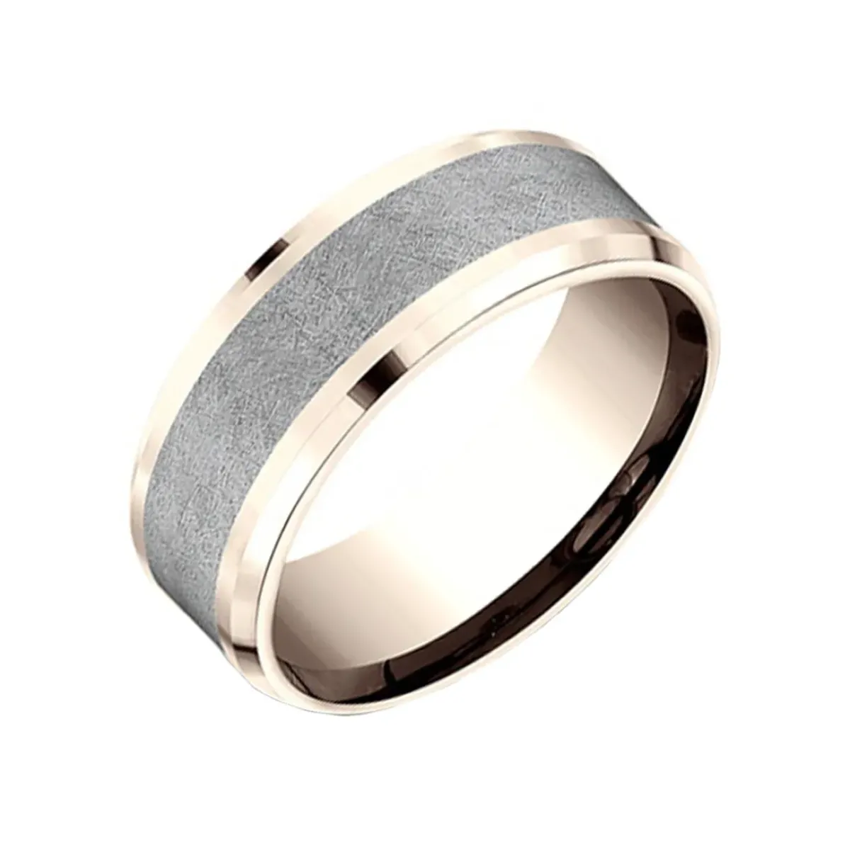 Josephs Jewelers Wedding Bands For Men>14K Rose Gold and Tantalum Swirl Band