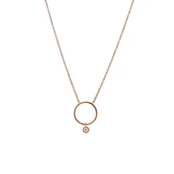 Josephs Jewelers Necklaces And Pendants>14K Rose Gold Circle Station Necklace with Diamond Dangle