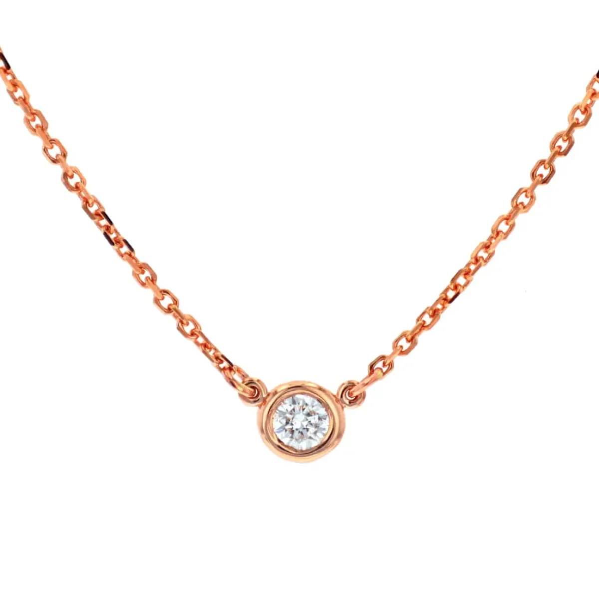Josephs Jewelers Necklaces And Pendants>14K Rose Gold Diamond Bezel Solitaire Necklace