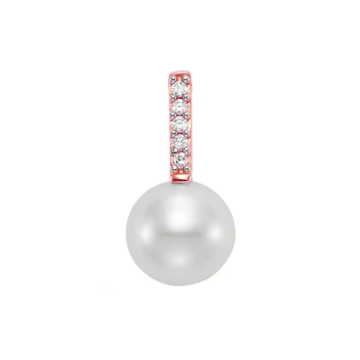 Josephs Jewelers Necklaces And Pendants>14K Rose Gold Freshwater Pearl and Diamond Pendant