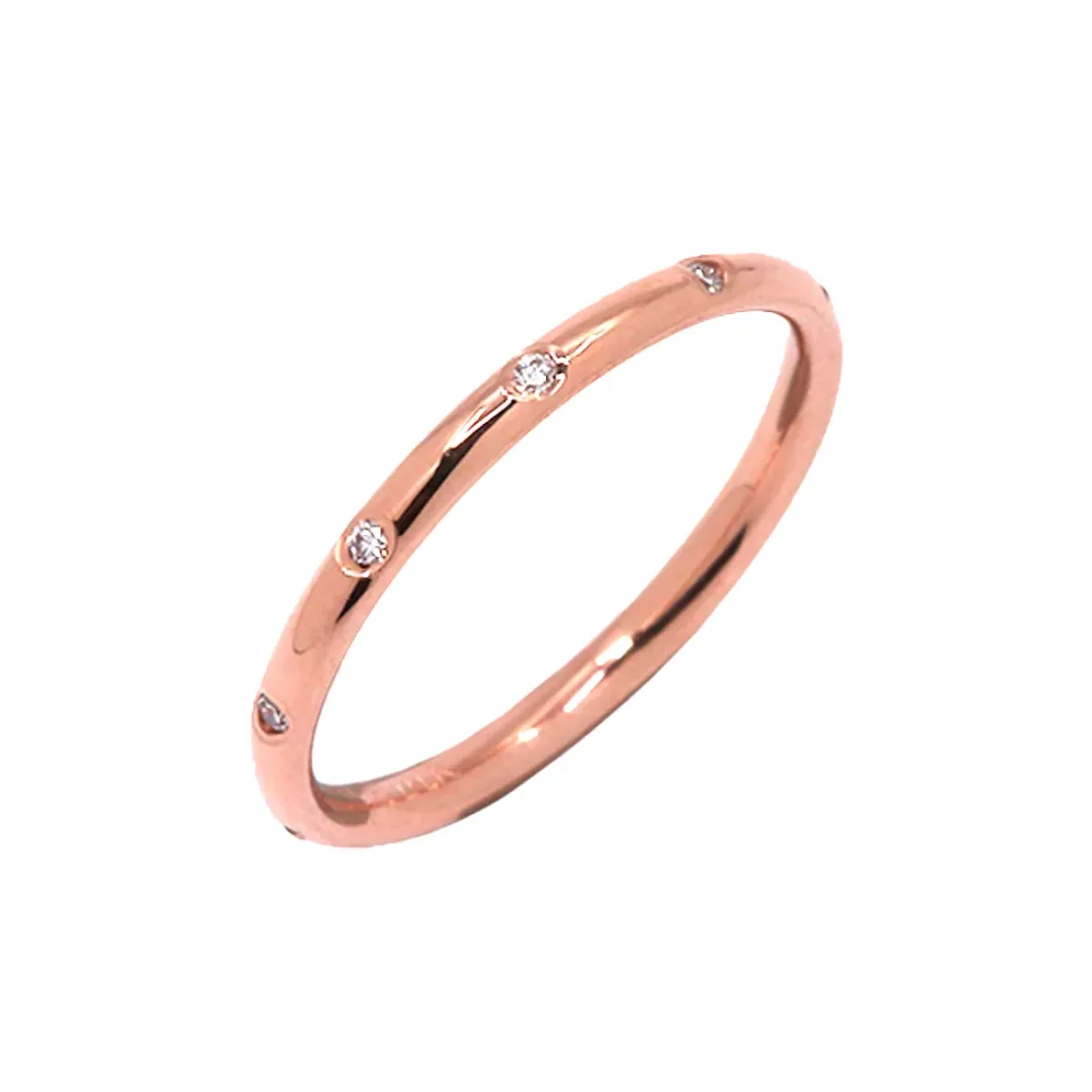 Josephs Jewelers Wedding Bands For Women>14K Rose Gold Scattered Diamond Wedding Band