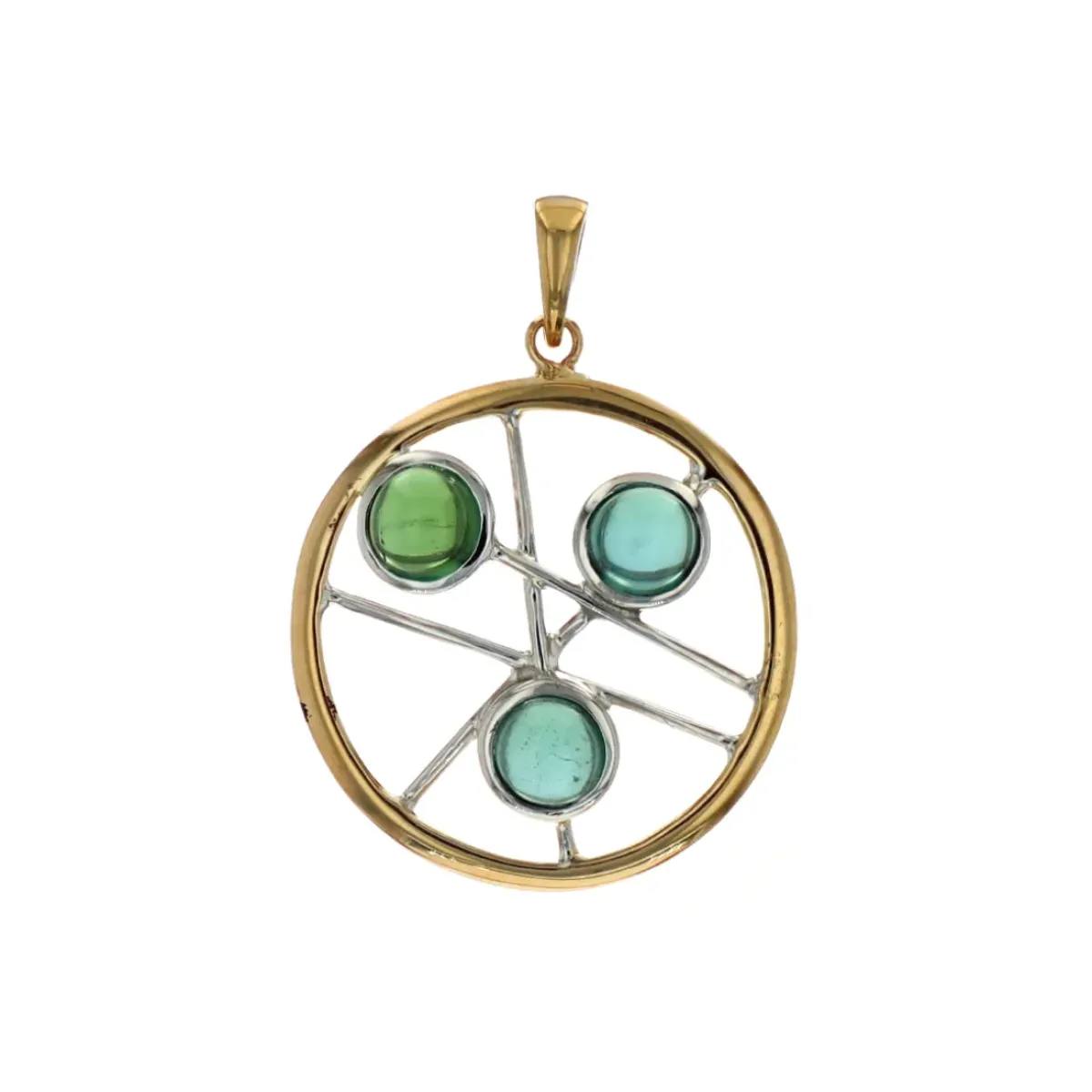 Josephs Jewelers Necklaces And Pendants>14K Two-Tone Cabochon Tourmaline Pendant