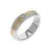 Josephs Jewelers Wedding Bands For Men>14K Two-Tone Light Green Diamond Wedding Band