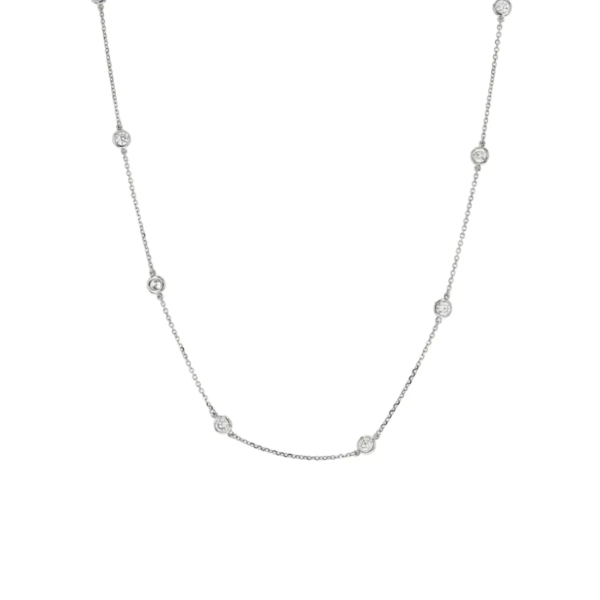 Josephs Jewelers Necklaces And Pendants>14K White Gold 1.30 Carat Diamond Station Necklace