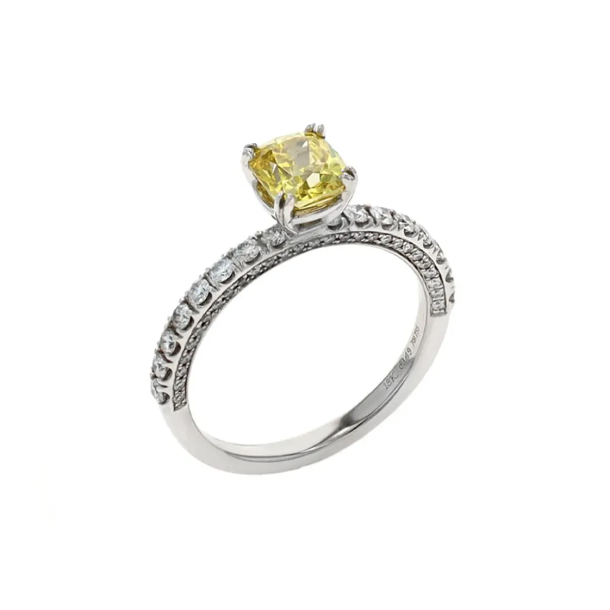 Josephs Jewelers Engagement Rings>18K White Gold 1.04 Carat Enhanced Yellow Diamond Engagement Ring