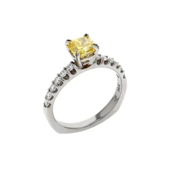 Josephs Jewelers Engagement Rings>14K White Gold 1.01 Carat Enhanced Yellow Diamond Engagement Ring