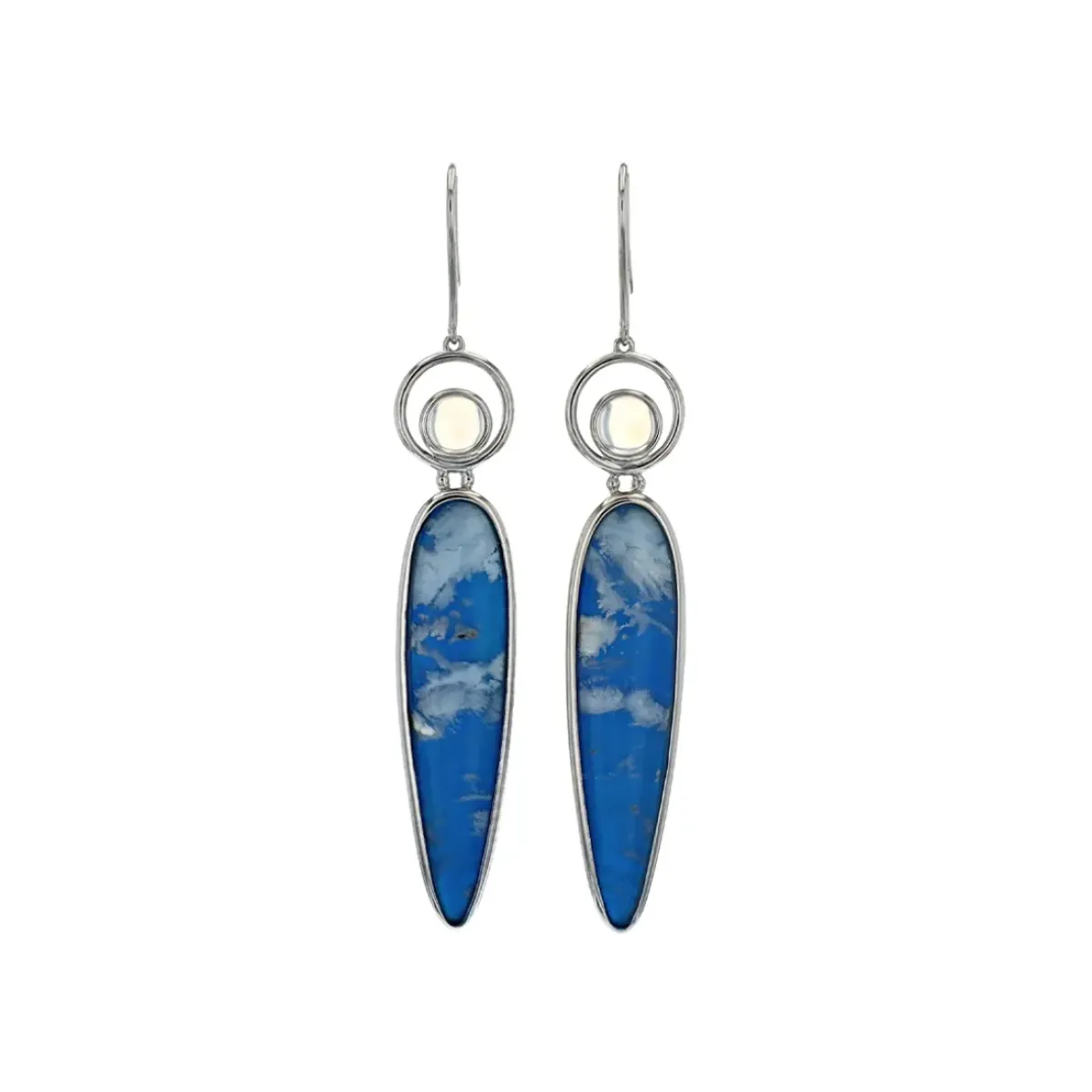 Josephs Jewelers Earrings>14K White Gold Agate and Moonstone Earrings