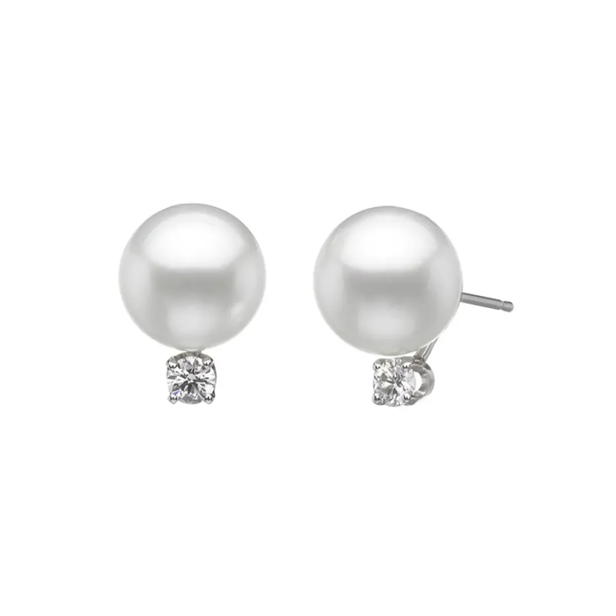 Josephs Jewelers Earrings>14K White Gold Akoya and Diamond Stud Earrings