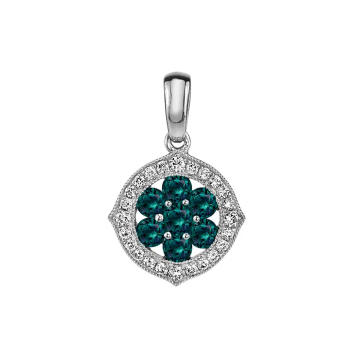 Josephs Jewelers Necklaces And Pendants>14K White Gold Alexandrite and Diamond Pendant