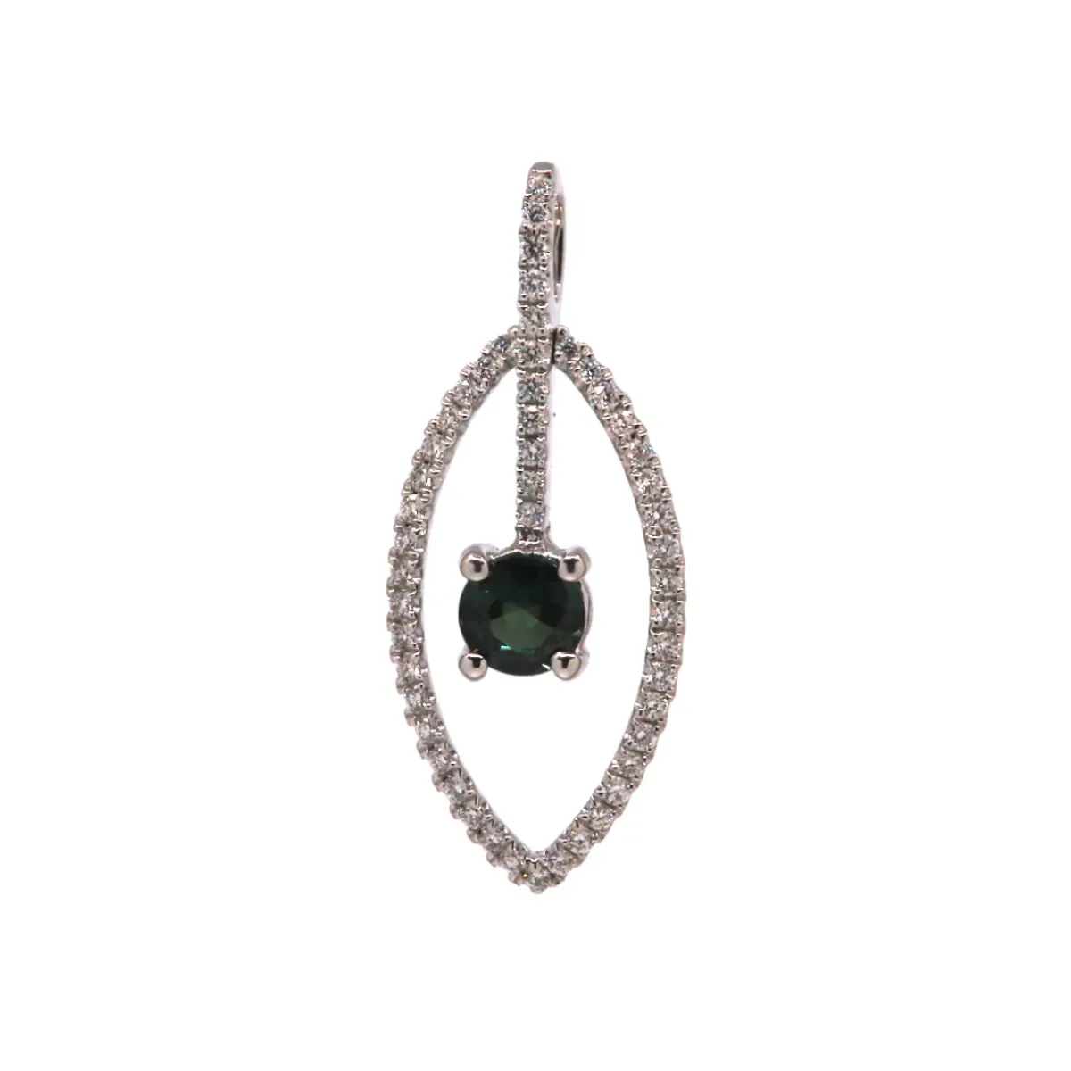 Josephs Jewelers Necklaces And Pendants>18K White Gold Alexandrite and Diamond Oval Pendant