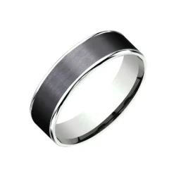 Josephs Jewelers Wedding Bands For Men>14K White Gold and Titanium Wedding Band