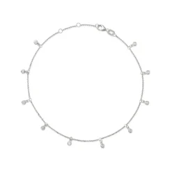 Josephs Jewelers Bracelets>14K White Gold Bezel-Set Diamond Anklet