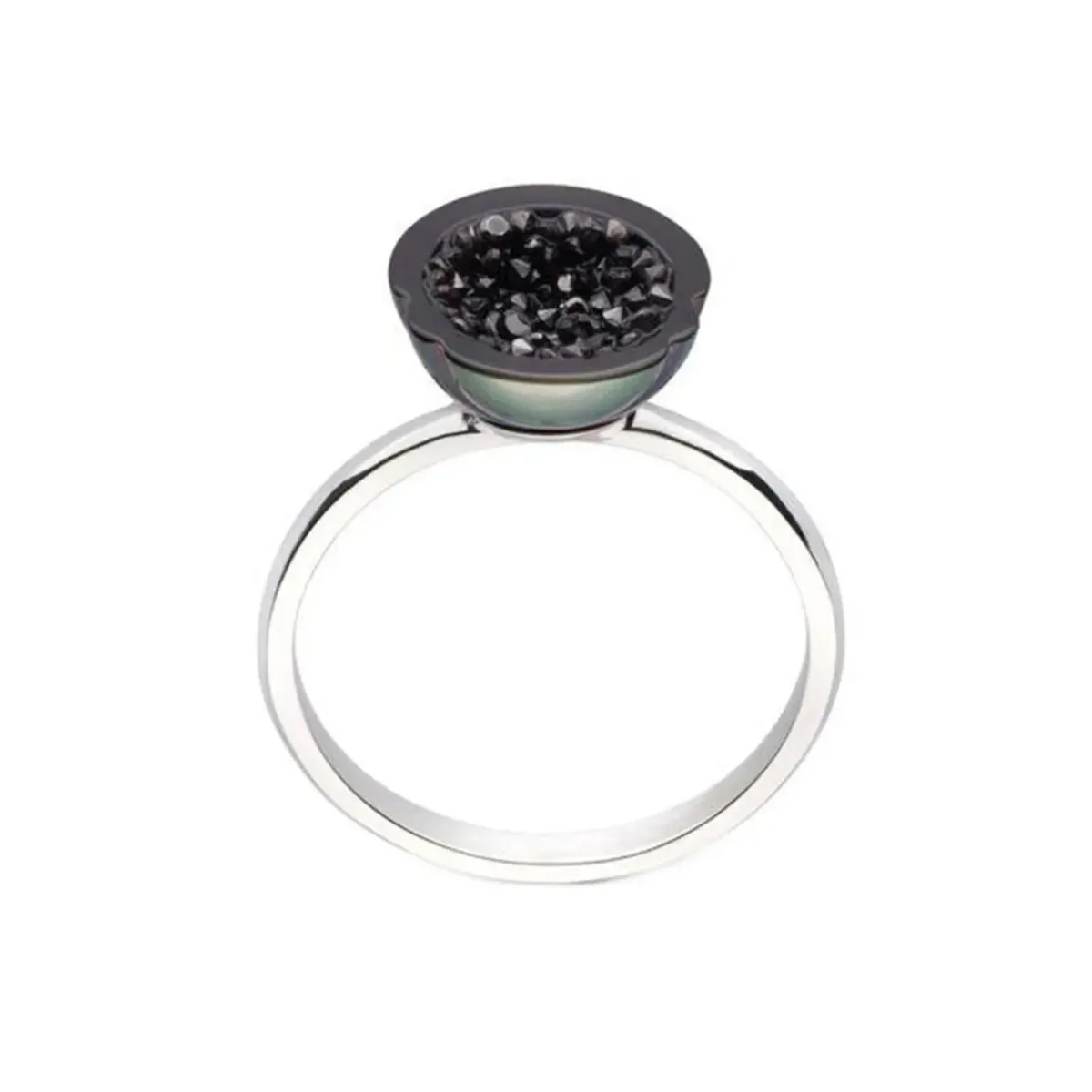 Josephs Jewelers Rings>14K White Gold Black Diamond and Pearl Ring