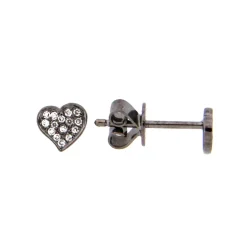 Josephs Jewelers Earrings>14K White Gold Black Finish Heart Diamond Earrings