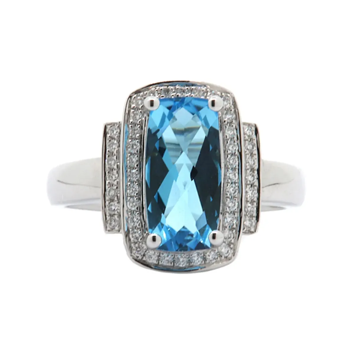 Josephs Jewelers Rings>14K White Gold Blue Topaz and Diamond Ring