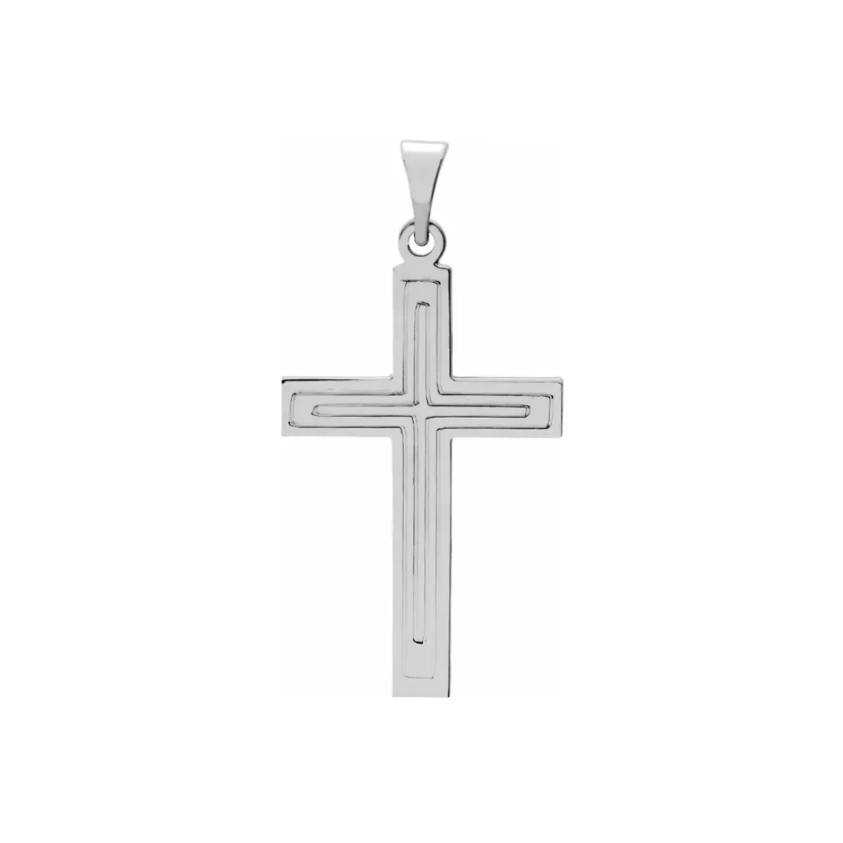 Josephs Jewelers Necklaces And Pendants>14K White Gold Cross Pendant with Design