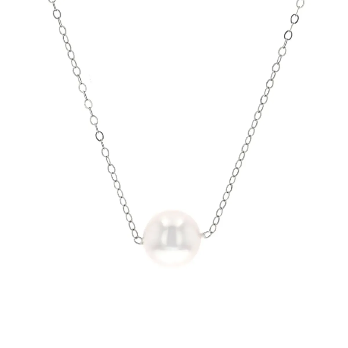 Josephs Jewelers Necklaces And Pendants>14K White Gold Cultured Pearl Solitaire Necklace