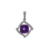 Josephs Jewelers Necklaces And Pendants>14K White Gold Cushion Amethyst and Diamond Pendant
