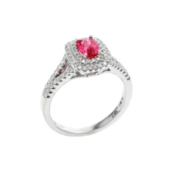 Josephs Jewelers Rings>14K White Gold Cushion Spinel and Diamond Halo Ring