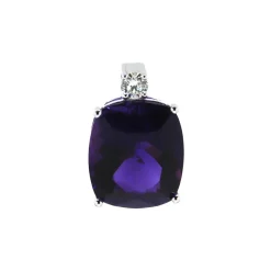 Josephs Jewelers Necklaces And Pendants>14K White Gold Cushion-Cut Amethyst and Diamond Pendant