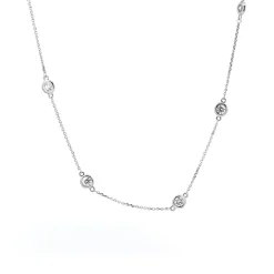 Josephs Jewelers Necklaces And Pendants>14K White Gold Diamond Bezel Station Necklace