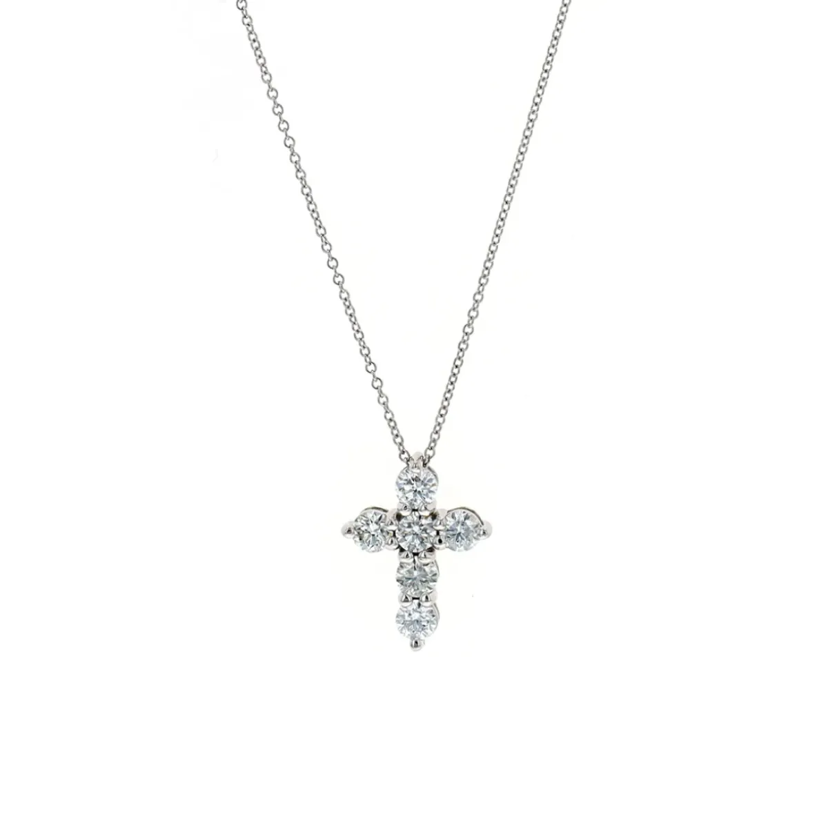 Josephs Jewelers Necklaces And Pendants>14K White Gold Diamond Cross Pendant and Chain
