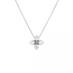 Josephs Jewelers Necklaces And Pendants>18K White Gold Diamond Flower Necklace