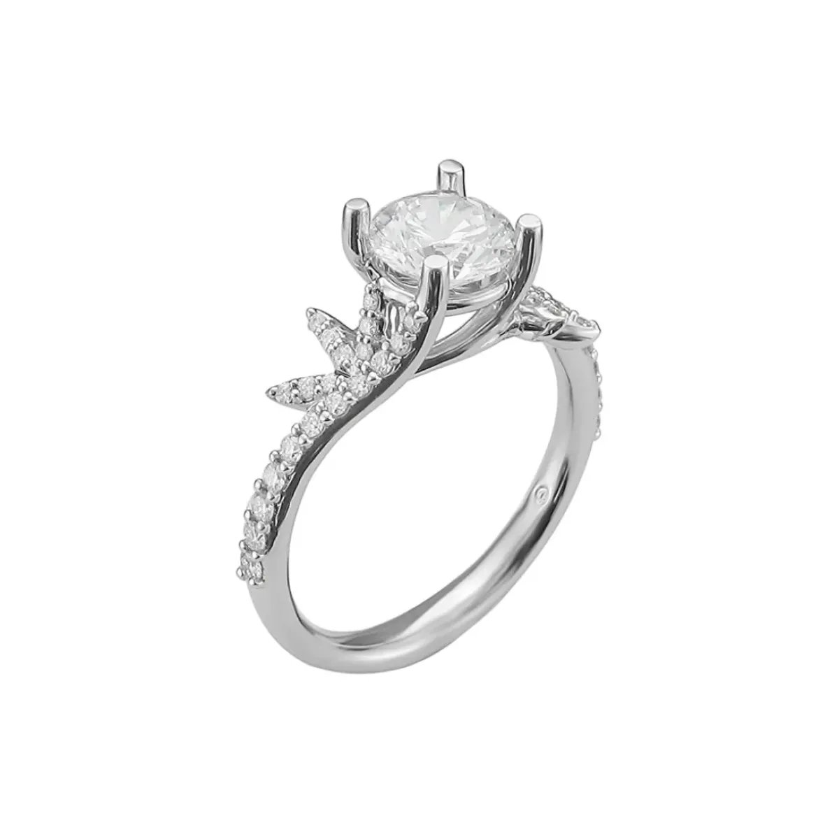 Josephs Jewelers Engagement Rings>14K White Gold Diamond Leaf Design Engagement Ring Semi-Mounting