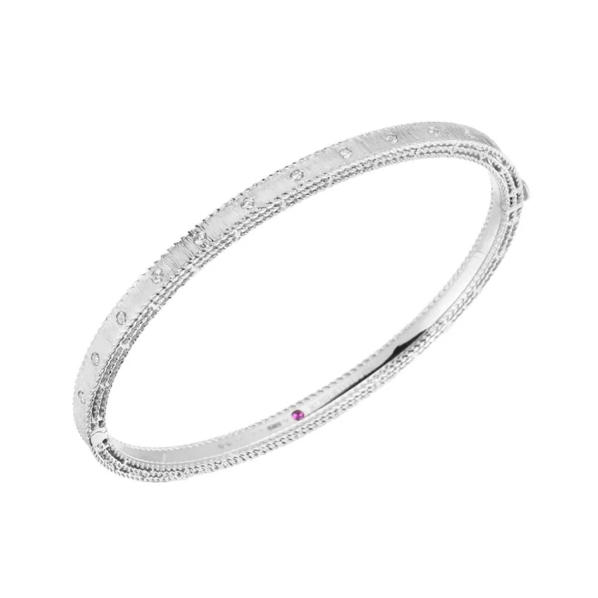 Josephs Jewelers Bracelets>18K White Gold Diamond Princess Bangle Bracelet