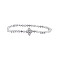 Josephs Jewelers Bracelets>18K White Gold Diamond Princess Flower Bracelet