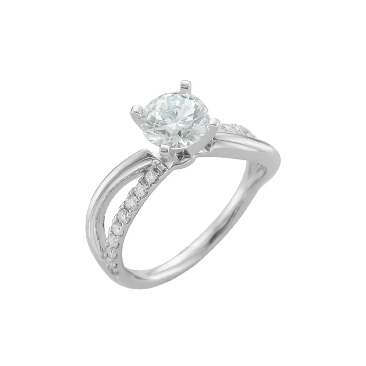 Josephs Jewelers Engagement Rings>14K White Gold Diamond Split Engagement Ring Semi-Mounting