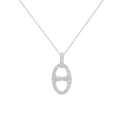 Josephs Jewelers Necklaces And Pendants>14K White Gold Diamond Tab Pendant with Chain