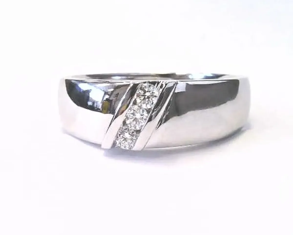 Josephs Jewelers Wedding Bands For Men>14K White Gold Diamond Wedding Band