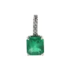 Josephs Jewelers Necklaces And Pendants>14K White Gold Emerald Pendant with Diamond Bail