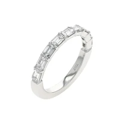 Josephs Jewelers Wedding Bands For Women>18K White Gold Emerald-Cut Diamond Wedding Band