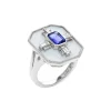 Josephs Jewelers Rings>14K White Gold Emerald-Cut Tanzanite and Diamond Ring