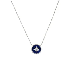 Josephs Jewelers Necklaces And Pendants>14K White Gold Lapis and Diamond North Star Necklace