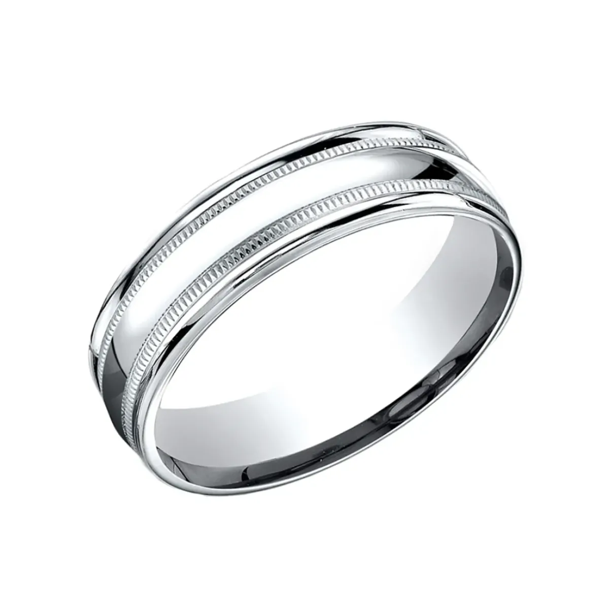 Josephs Jewelers Wedding Bands For Men>14K White Gold 6.5mm Satin and Polished Finish Wedding Band